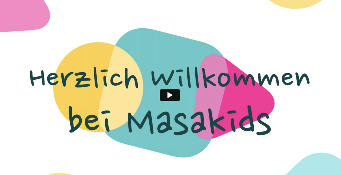 Previewbild mit organischen Farbflächen im Hintergrund und der Aufschrift Herzlich Willkommen bei Masakids
